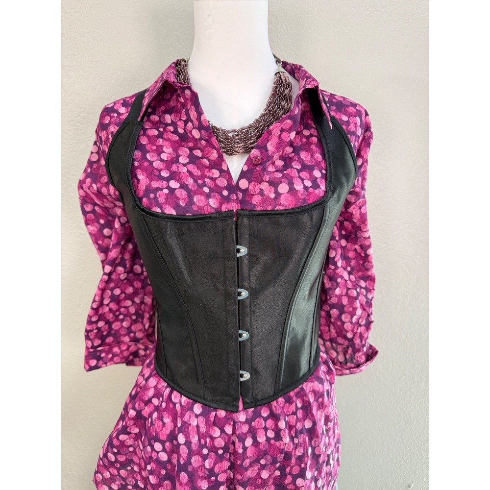 black faux leather corset top y2k halter